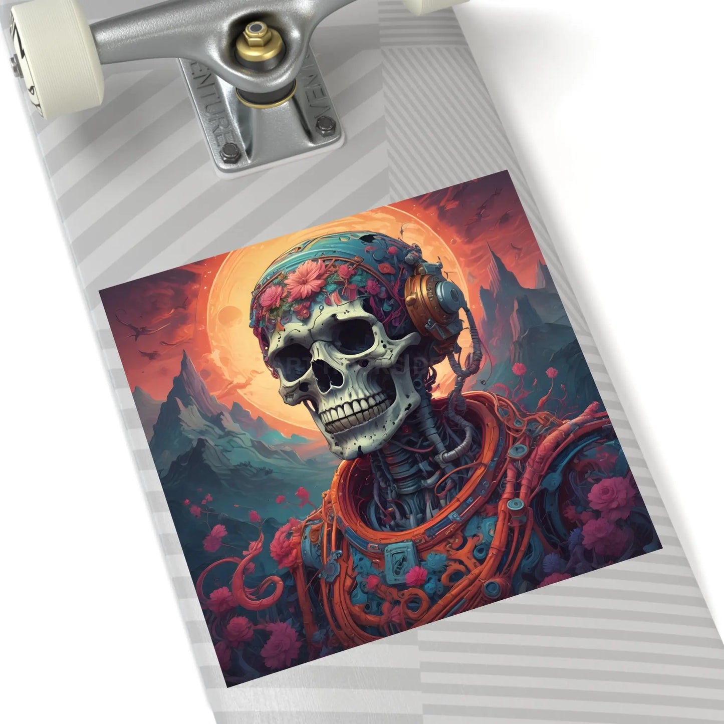 Vibrant Skull Art Stickers Intriguing Decor for Halloween Gift for Artists Sci-Fi Enthusiasts Interior Decor Unique