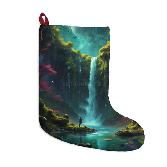 Waterfall Fantasy Christmas Stocking — Scenic Magical Landscape Holiday Decoration - One size - Home Decor