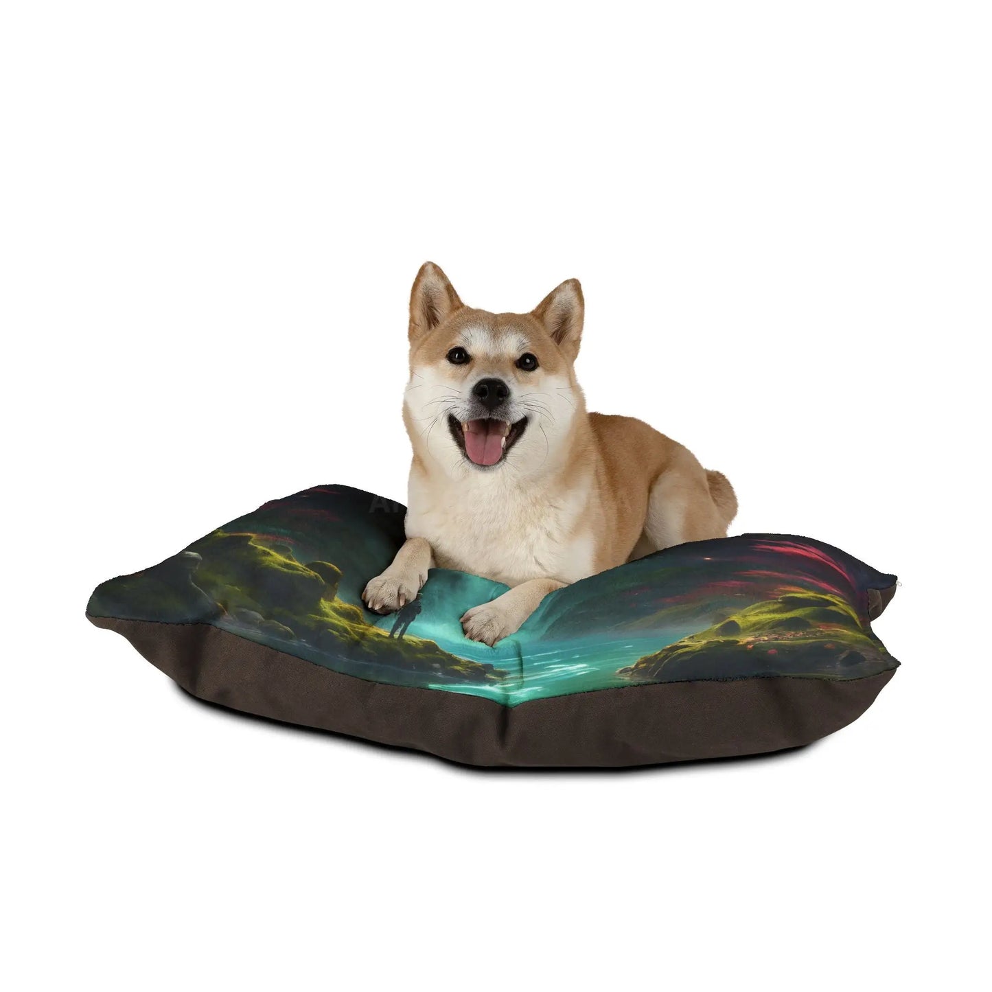Waterfall Fantasy Pet Bed — Mystical Forest Scenic Dog & Cat Pillow - Pets