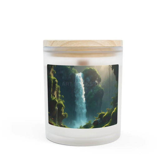 Waterfall Forest Frosted Glass Candle — 11 oz Aromatherapy Decor - Home Decor