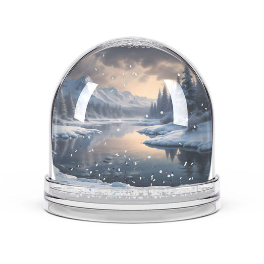 Winter Lake Snow Globe — Serene Mountain Landscape Decorative Globe - 3.5’’ × 3.4’’ - Home Decor