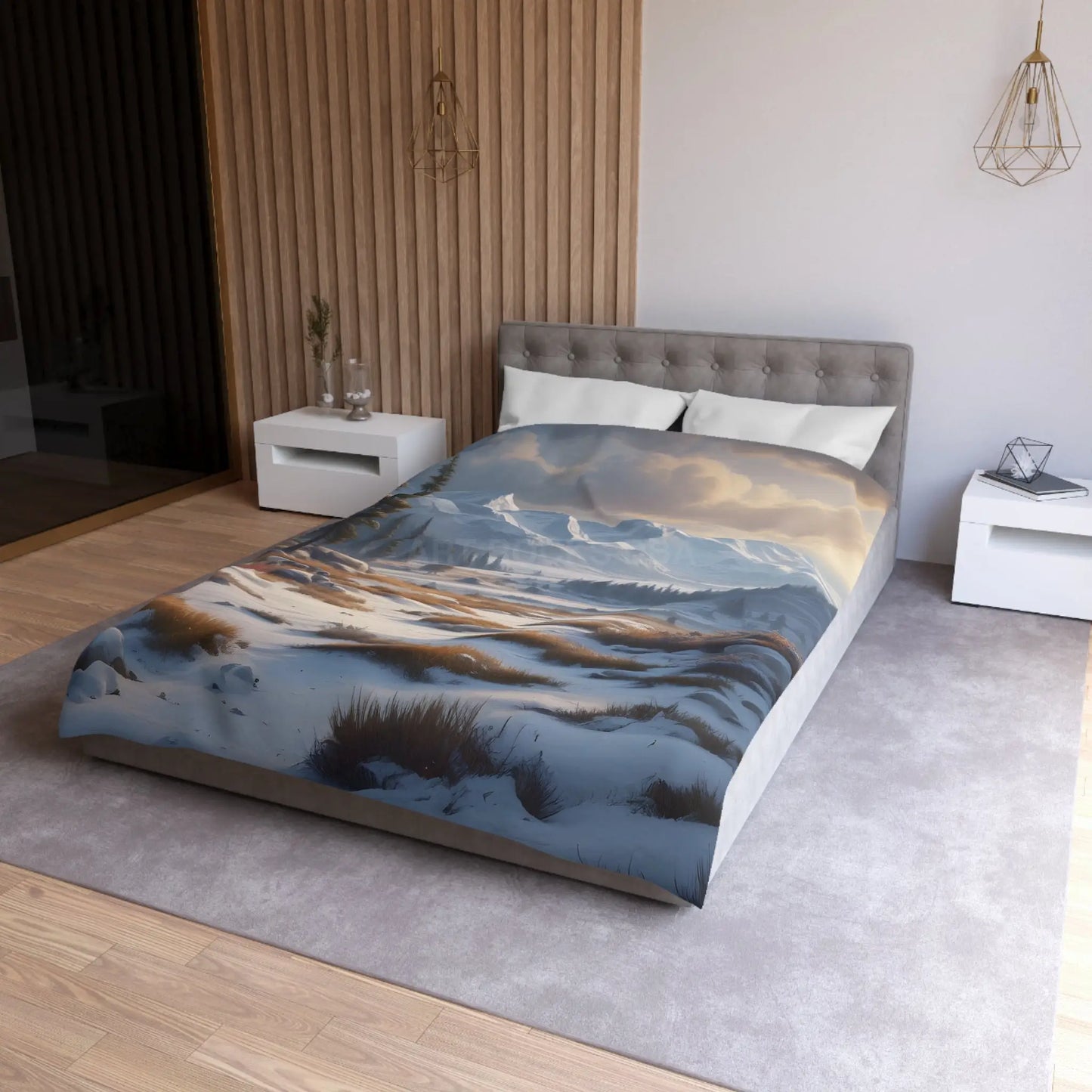 Winter Snow Meadow in the Mountains - Cozy Home Decor Duvet Cover - Home Decor