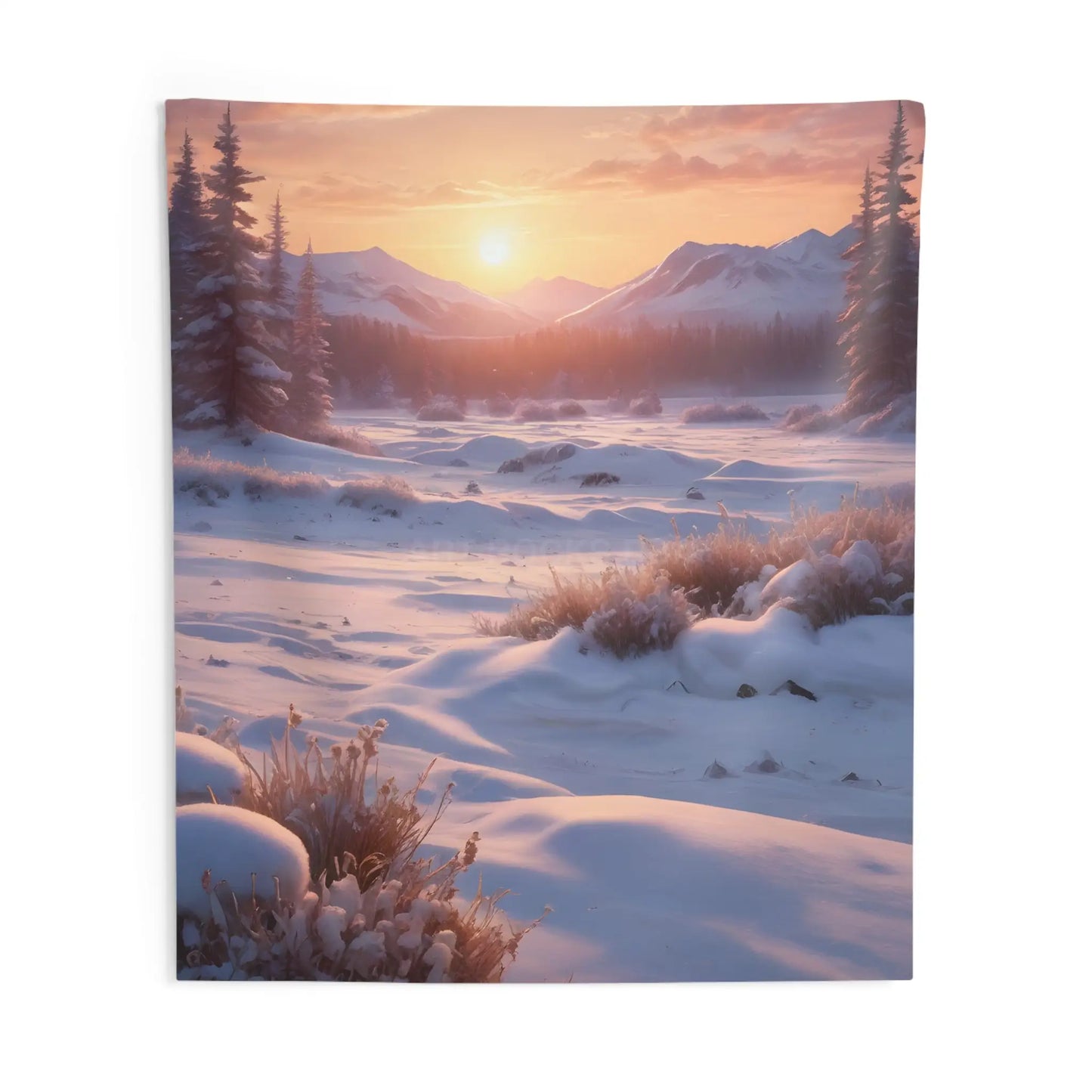 Winter Sunrise Wall Tapestry Cozy Home Decor Nature Art for Living Room Holidays Gift for Outdoor Lovers - 88’’ × 104’’