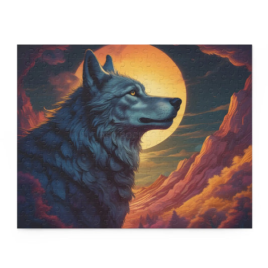 Wolf at Sunset Jigsaw Puzzle (120/252/500 pcs) - 14’’ × 11’’ (252 pcs) - Puzzle