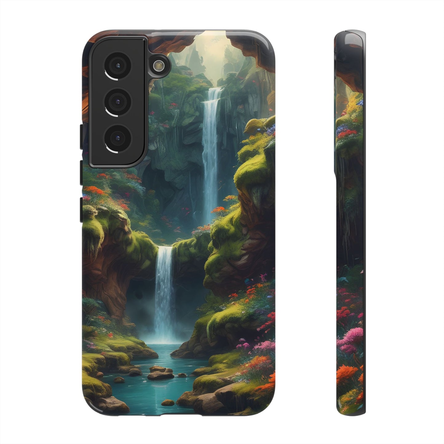 Funda de teléfono con diseño de cascada - Fundas resistentes, diseño de cascada, funda estética para teléfono, regalo para amantes de la naturaleza, protector de teléfono.