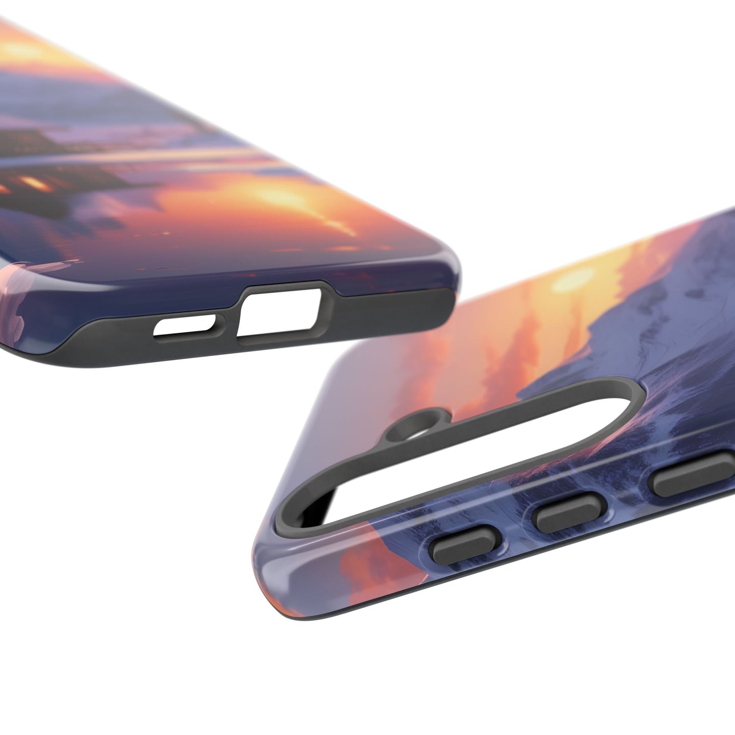 Carcasa para teléfono con diseño de cabaña en la montaña nevada, fundas resistentes para amantes de la naturaleza, cubierta de teléfono con paisaje pintoresco, regalo para excursionistas, accesorio para aventuras al aire libre.