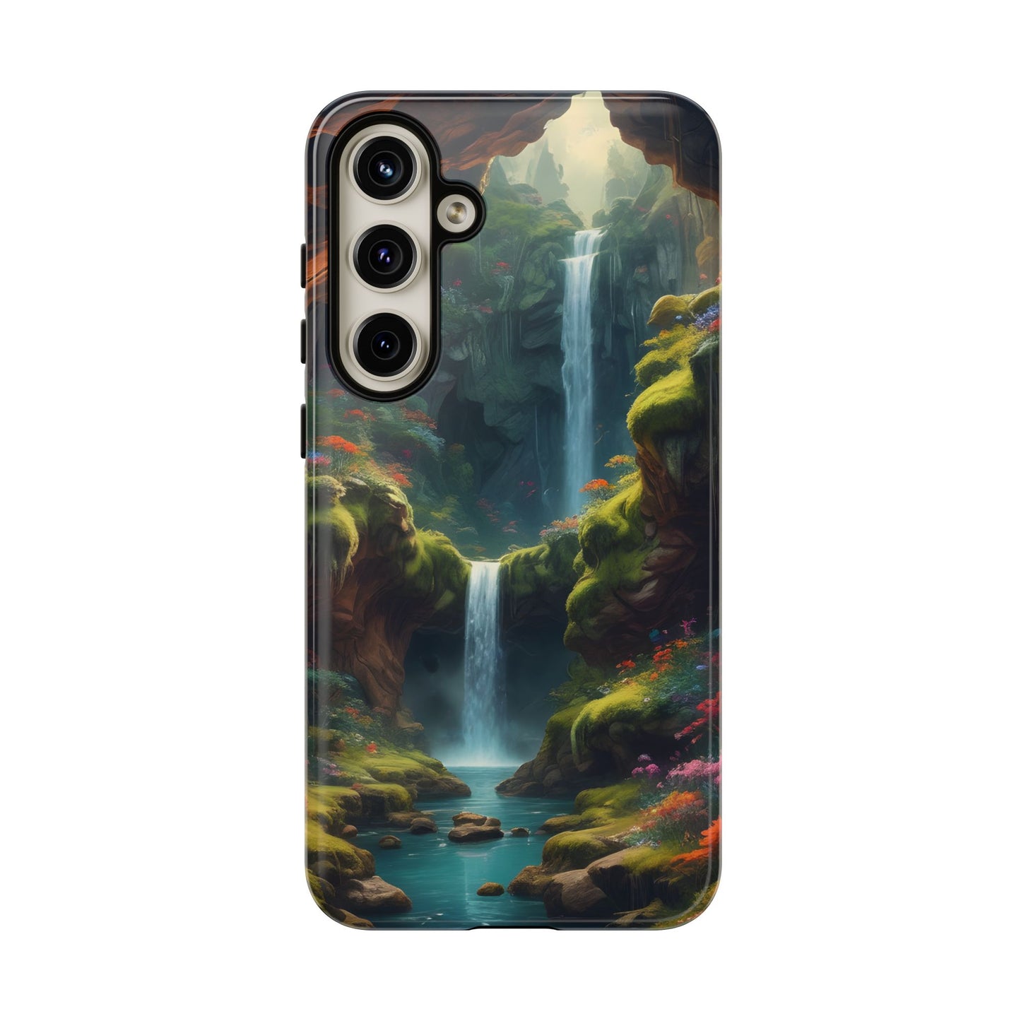 Funda de teléfono con diseño de cascada - Fundas resistentes, diseño de cascada, funda estética para teléfono, regalo para amantes de la naturaleza, protector de teléfono.