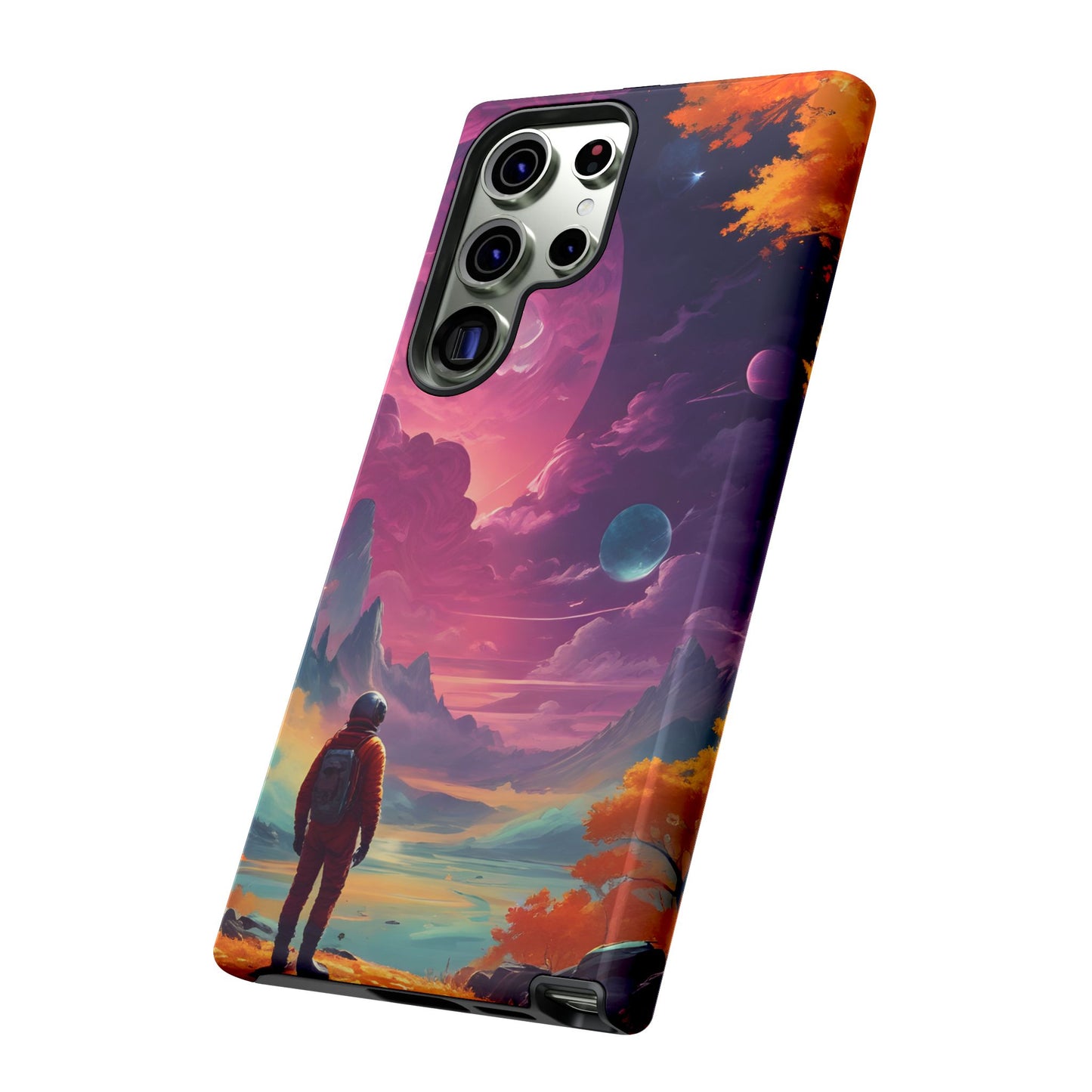 Carcasa para teléfono de astronauta psicodélico, tema espacial galaxia, fundas resistentes para hombres y mujeres, regalos únicos para amantes de la tecnología, accesorios elegantes, decoración cósmica.