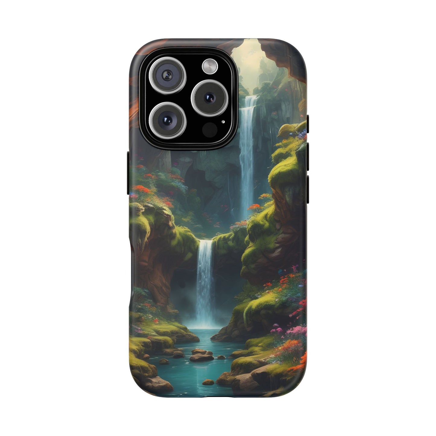 Funda de teléfono con diseño de cascada - Fundas resistentes, diseño de cascada, funda estética para teléfono, regalo para amantes de la naturaleza, protector de teléfono.
