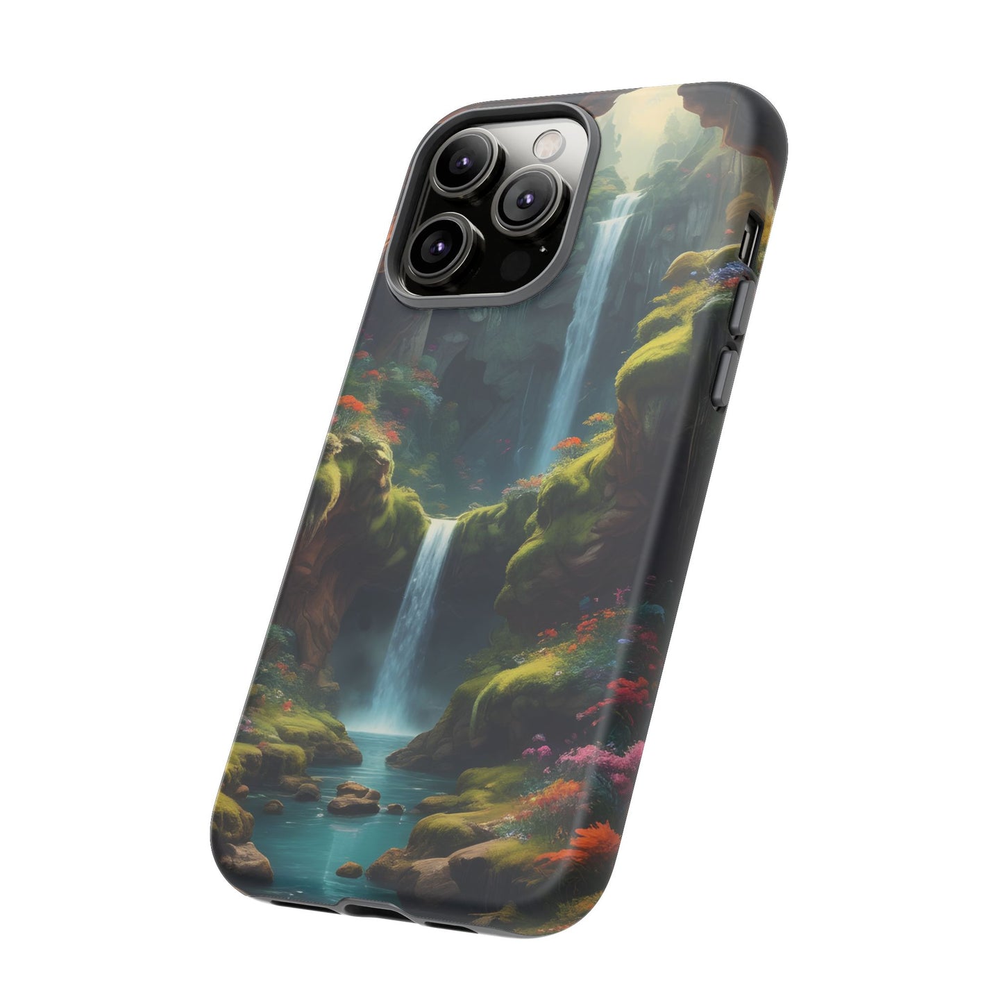 Funda de teléfono con diseño de cascada - Fundas resistentes, diseño de cascada, funda estética para teléfono, regalo para amantes de la naturaleza, protector de teléfono.