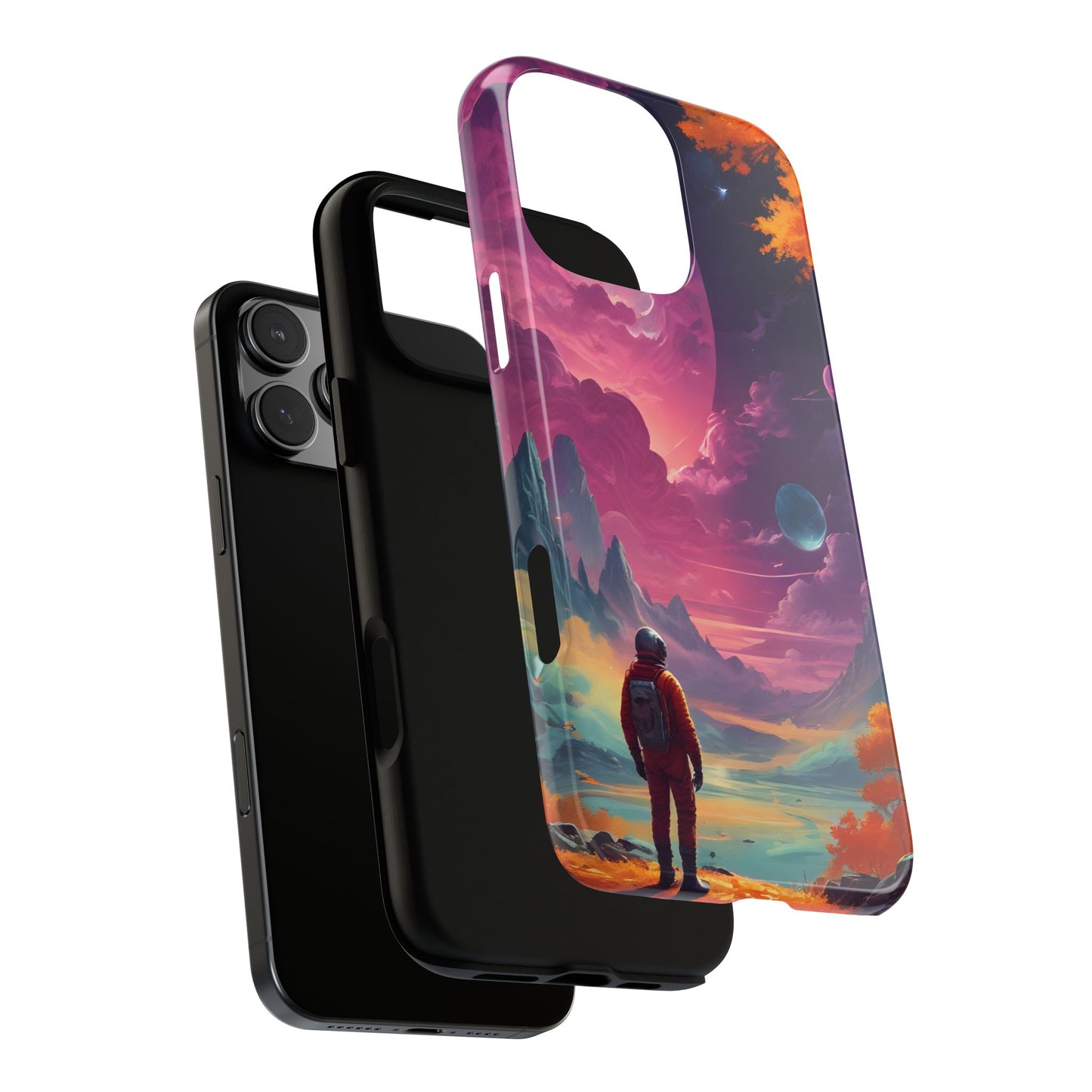 Carcasa para teléfono de astronauta psicodélico, tema espacial galaxia, fundas resistentes para hombres y mujeres, regalos únicos para amantes de la tecnología, accesorios elegantes, decoración cósmica.