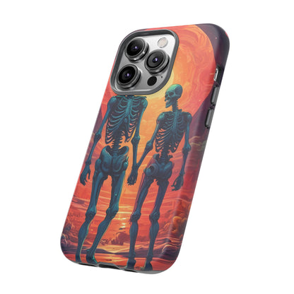 Romantic Skeletons Phone Case, Tough Phone Cover, Halloween Accessory, Unique Gift, Couples Phone Case, Spooky Aesthetic