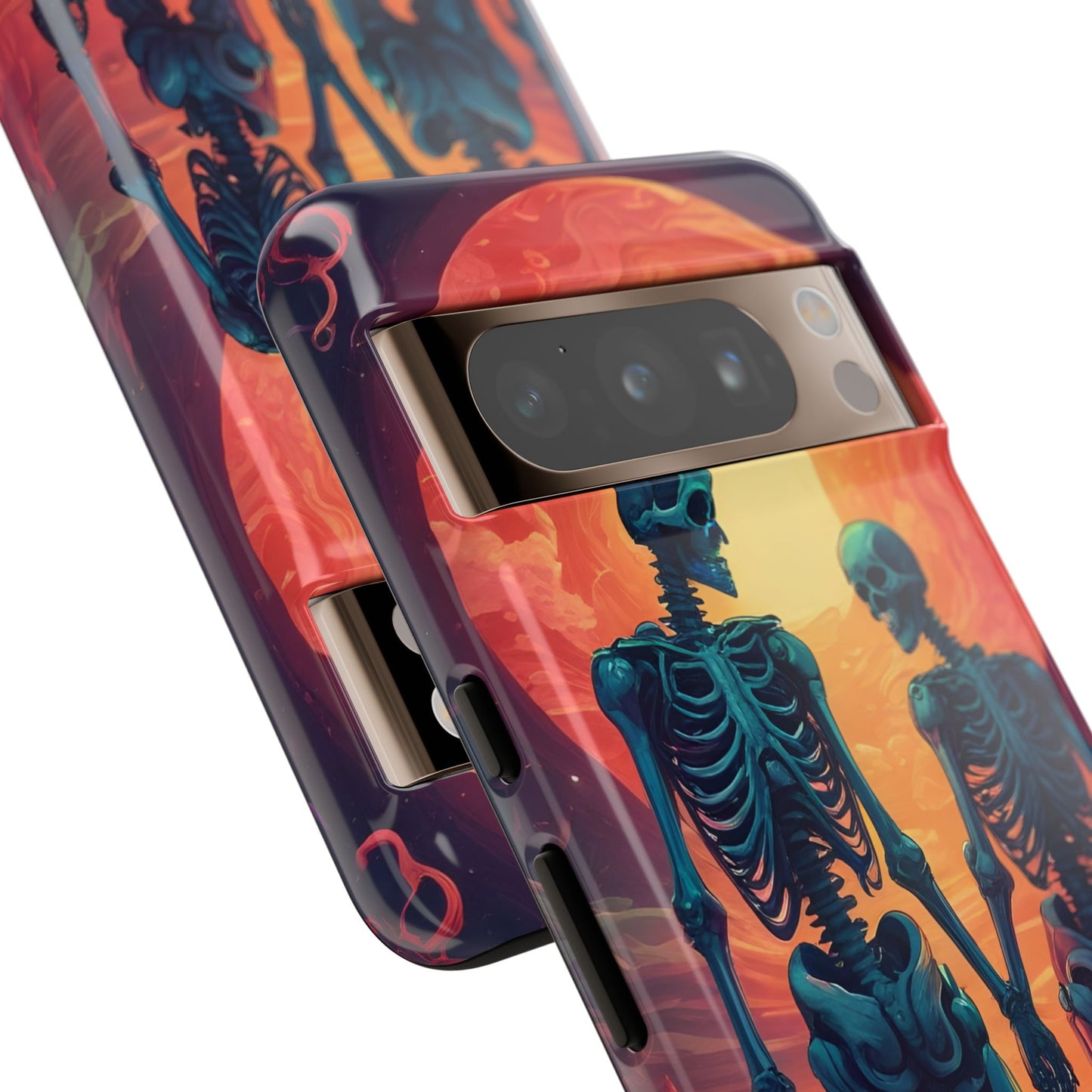 Carcasa de teléfono con esqueletos románticos, funda resistente para teléfono, accesorio de Halloween, regalo único, funda de teléfono para parejas, estética espeluznante.