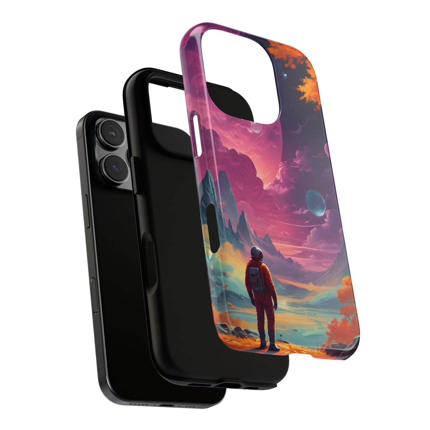 Carcasa para teléfono de astronauta psicodélico, tema espacial galaxia, fundas resistentes para hombres y mujeres, regalos únicos para amantes de la tecnología, accesorios elegantes, decoración cósmica.