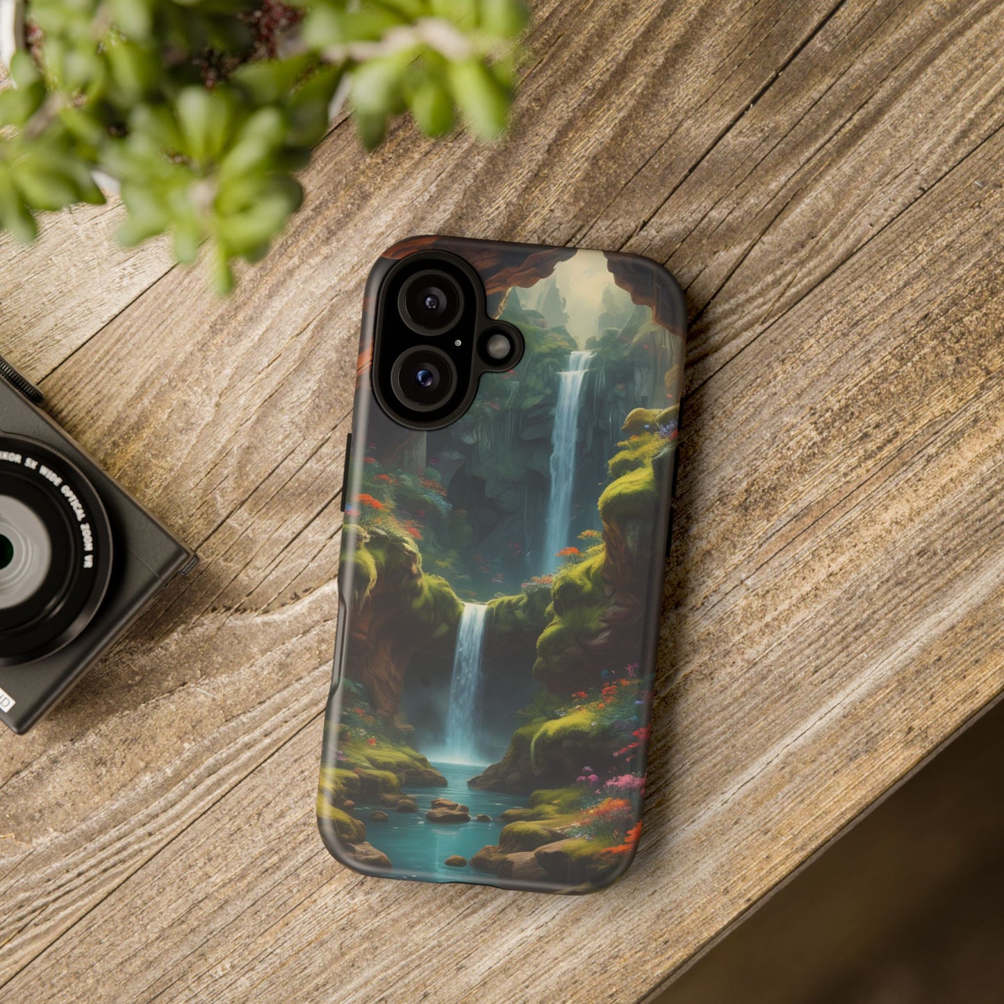 Funda de teléfono con diseño de cascada - Fundas resistentes, diseño de cascada, funda estética para teléfono, regalo para amantes de la naturaleza, protector de teléfono.