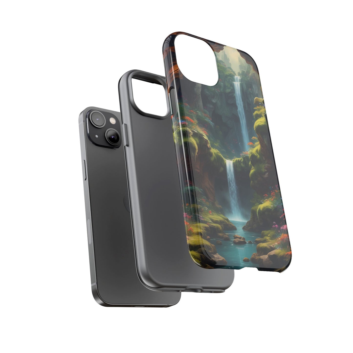 Funda de teléfono con diseño de cascada - Fundas resistentes, diseño de cascada, funda estética para teléfono, regalo para amantes de la naturaleza, protector de teléfono.