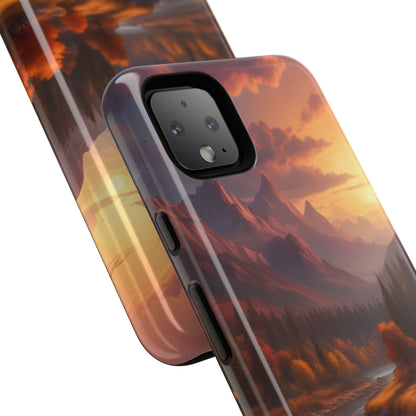 Autumn Mountain Sunset Phone Case, Nature Lover Gift, Tough Phone Cover, Outdoor Adventure Accessory, Landscape Art Case