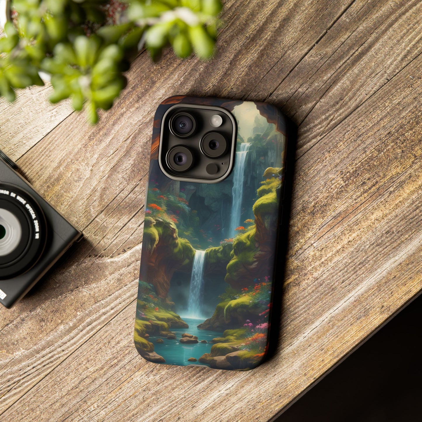 Funda de teléfono con diseño de cascada - Fundas resistentes, diseño de cascada, funda estética para teléfono, regalo para amantes de la naturaleza, protector de teléfono.