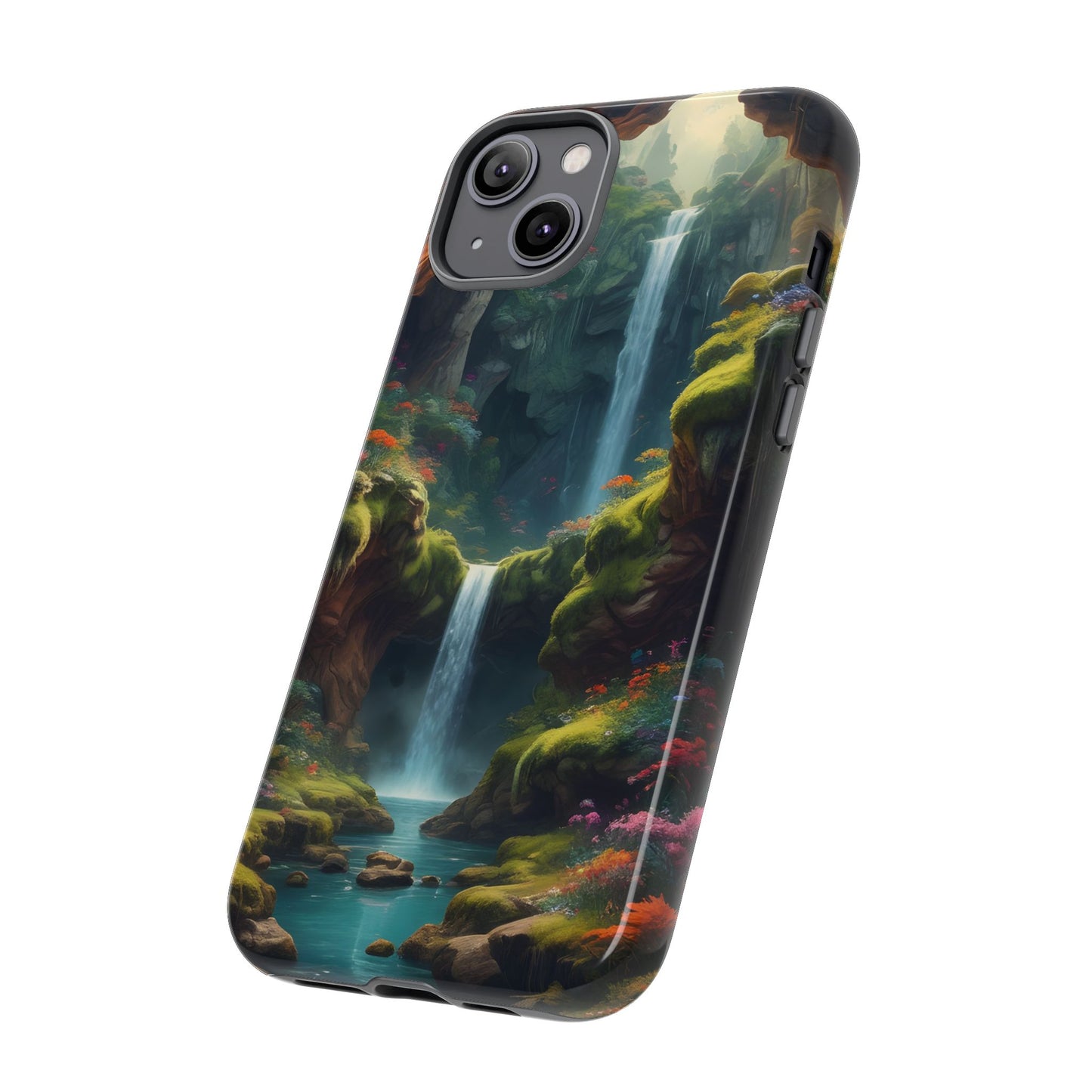 Funda de teléfono con diseño de cascada - Fundas resistentes, diseño de cascada, funda estética para teléfono, regalo para amantes de la naturaleza, protector de teléfono.