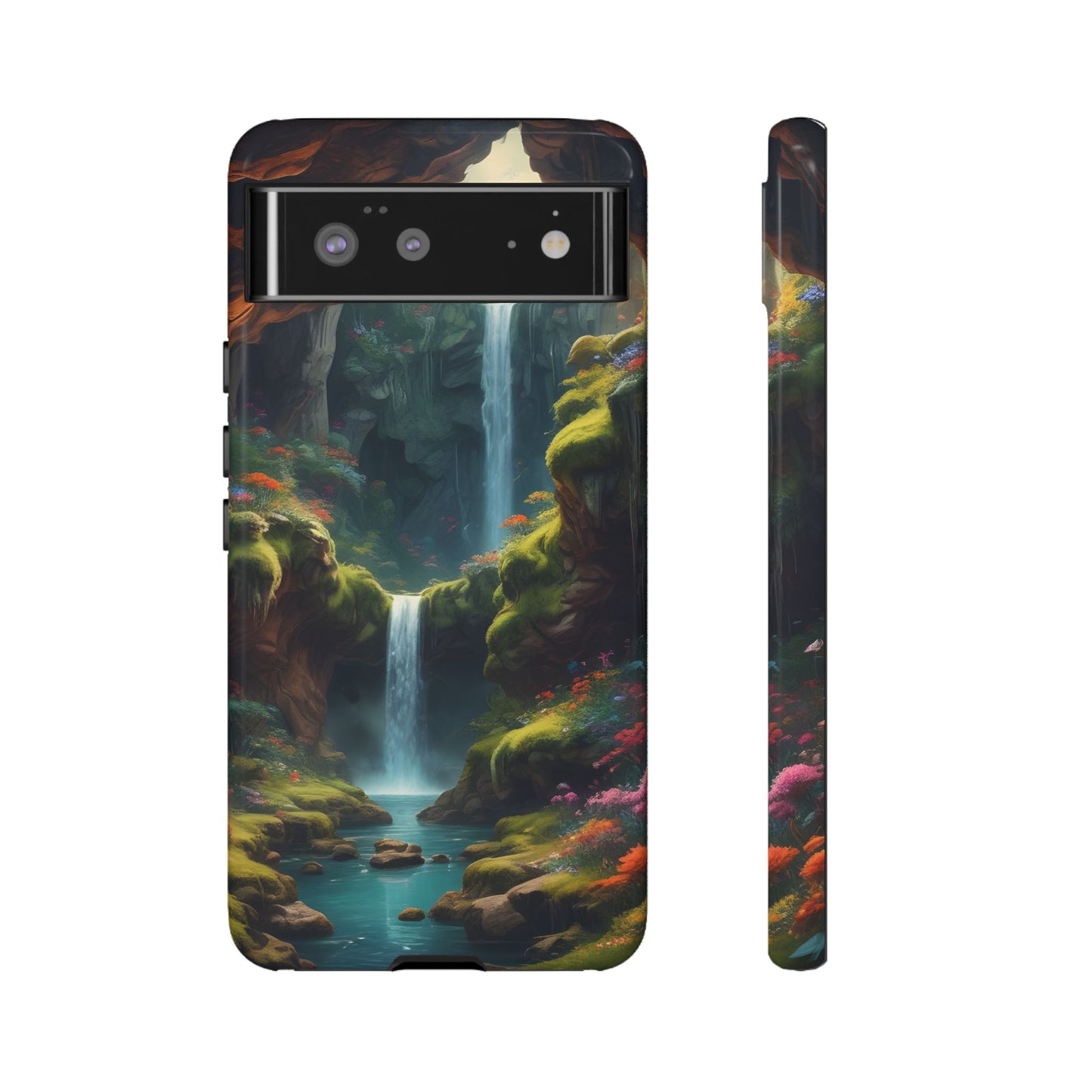 Funda de teléfono con diseño de cascada - Fundas resistentes, diseño de cascada, funda estética para teléfono, regalo para amantes de la naturaleza, protector de teléfono.