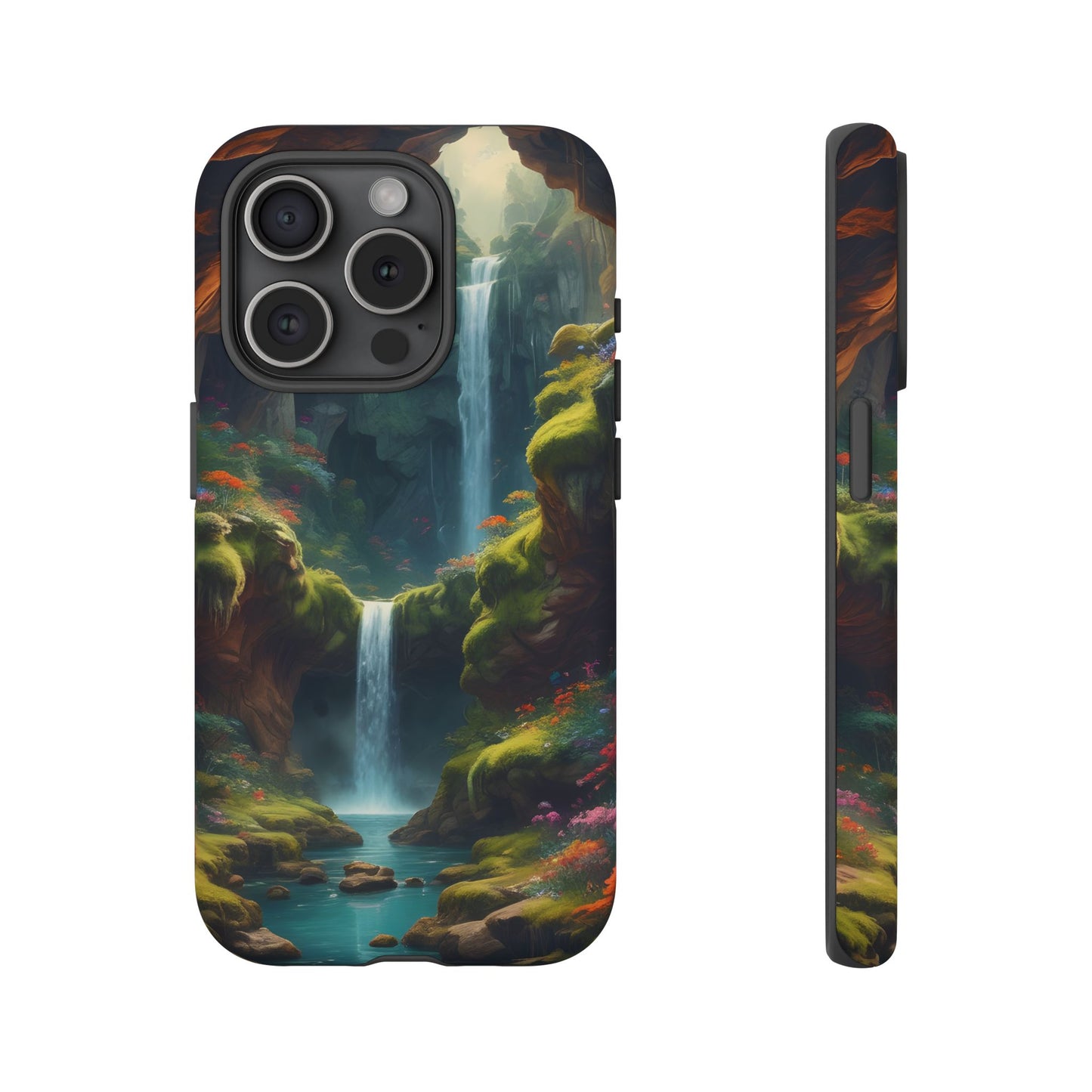 Funda de teléfono con diseño de cascada - Fundas resistentes, diseño de cascada, funda estética para teléfono, regalo para amantes de la naturaleza, protector de teléfono.