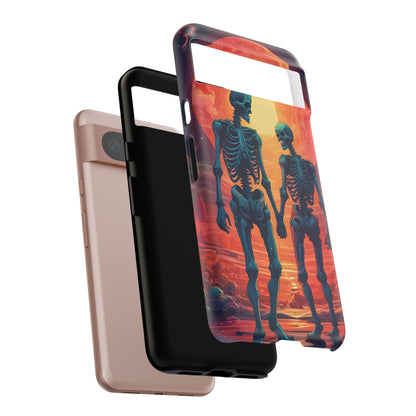 Romantic Skeletons Phone Case, Tough Phone Cover, Halloween Accessory, Unique Gift, Couples Phone Case, Spooky Aesthetic