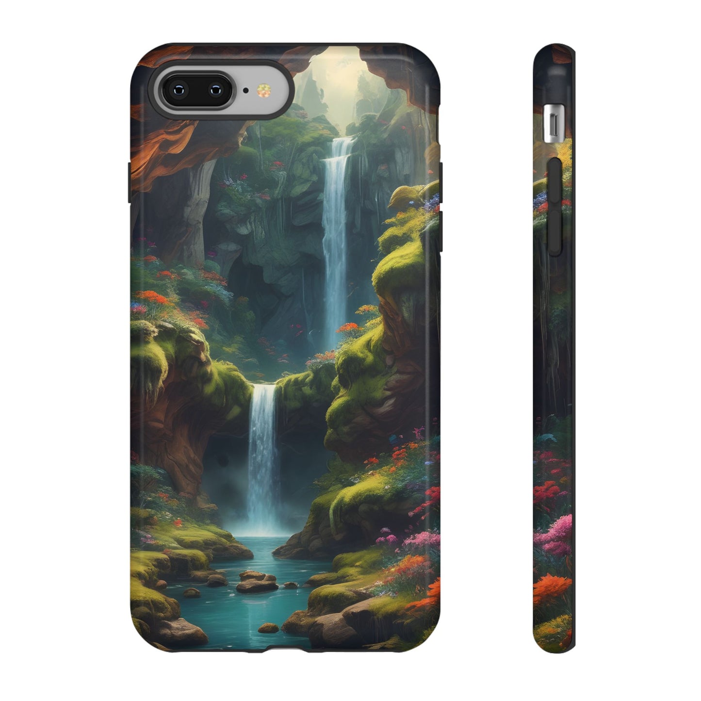 Funda de teléfono con diseño de cascada - Fundas resistentes, diseño de cascada, funda estética para teléfono, regalo para amantes de la naturaleza, protector de teléfono.