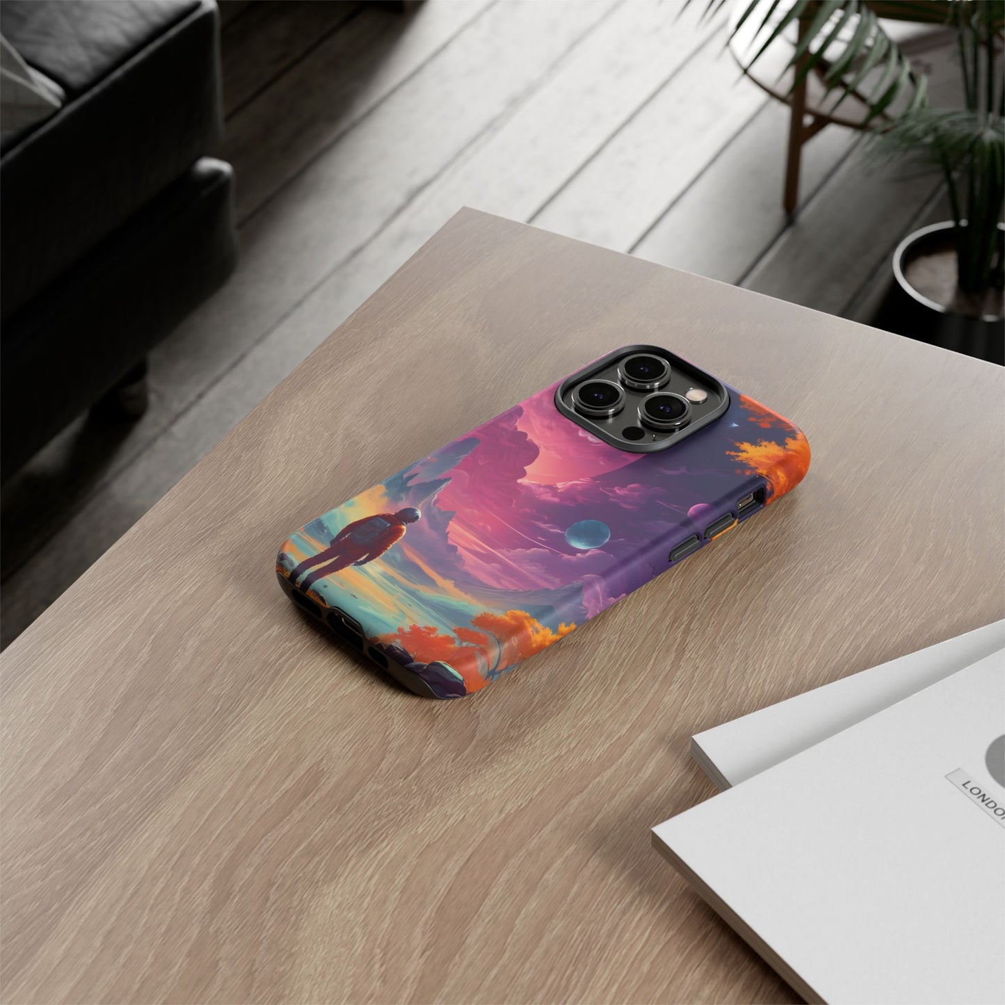 Carcasa para teléfono de astronauta psicodélico, tema espacial galaxia, fundas resistentes para hombres y mujeres, regalos únicos para amantes de la tecnología, accesorios elegantes, decoración cósmica.