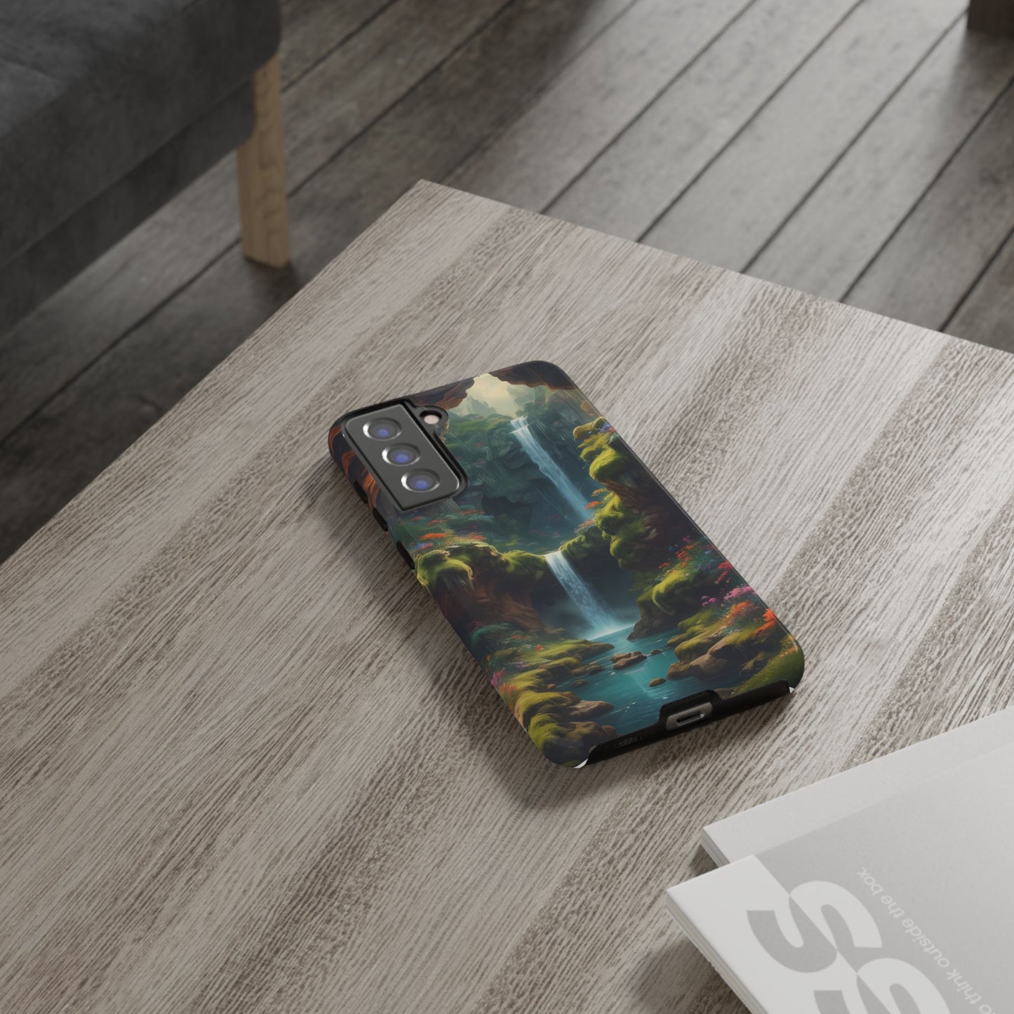 Funda de teléfono con diseño de cascada - Fundas resistentes, diseño de cascada, funda estética para teléfono, regalo para amantes de la naturaleza, protector de teléfono.