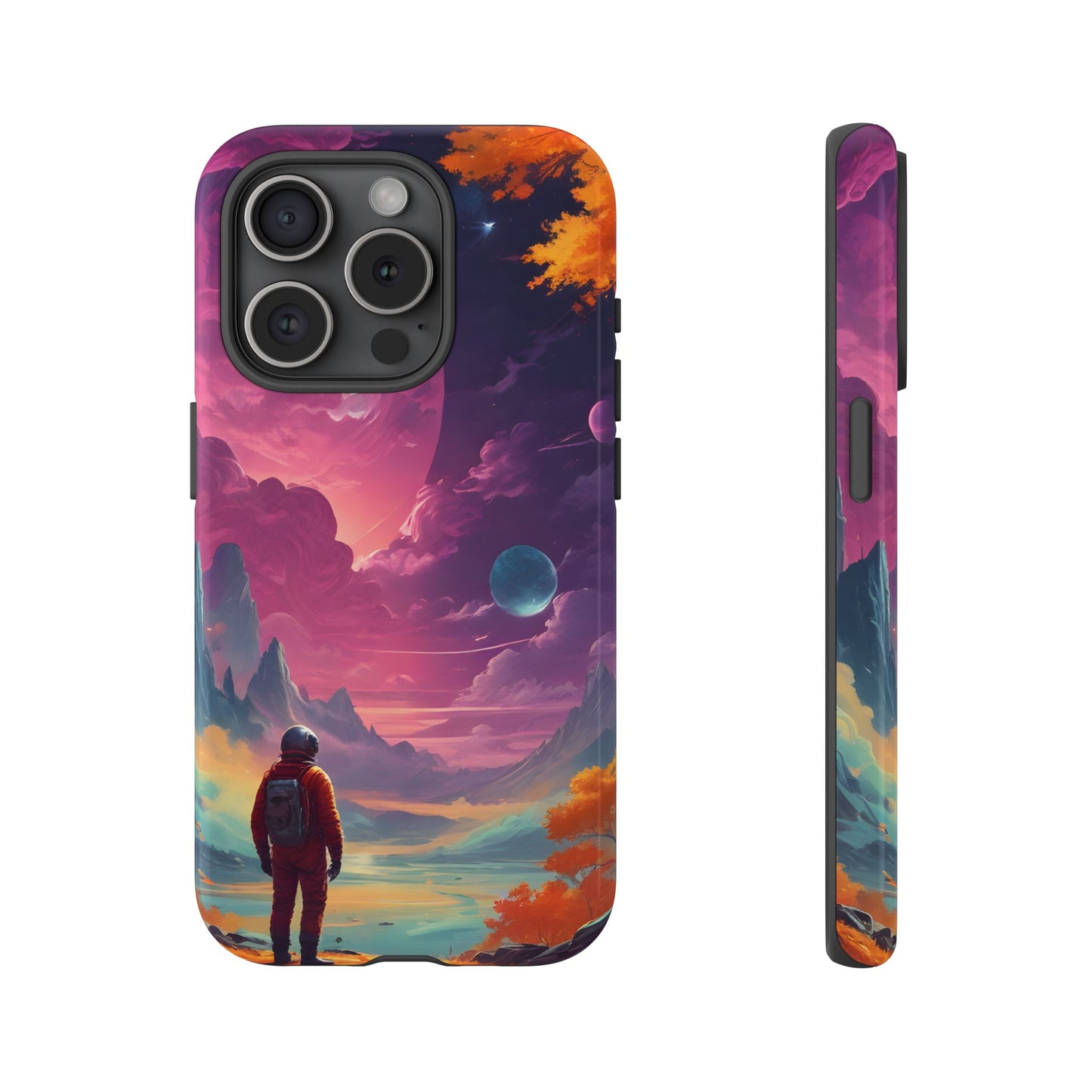 Carcasa para teléfono de astronauta psicodélico, tema espacial galaxia, fundas resistentes para hombres y mujeres, regalos únicos para amantes de la tecnología, accesorios elegantes, decoración cósmica.