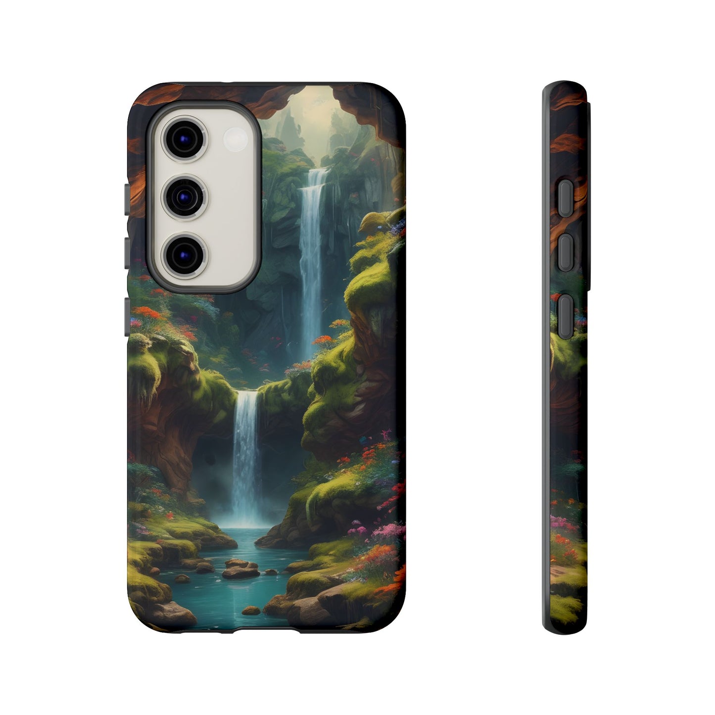 Funda de teléfono con diseño de cascada - Fundas resistentes, diseño de cascada, funda estética para teléfono, regalo para amantes de la naturaleza, protector de teléfono.