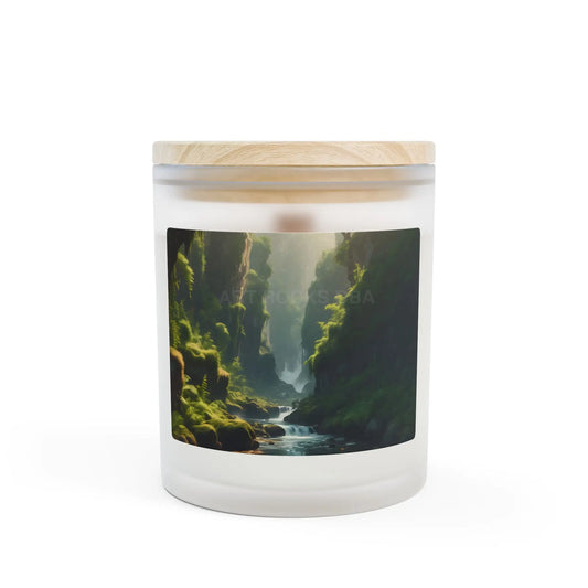 11oz Frosted Glass Candle — Mossy Forest Scenery Scented Candle - Home Decor