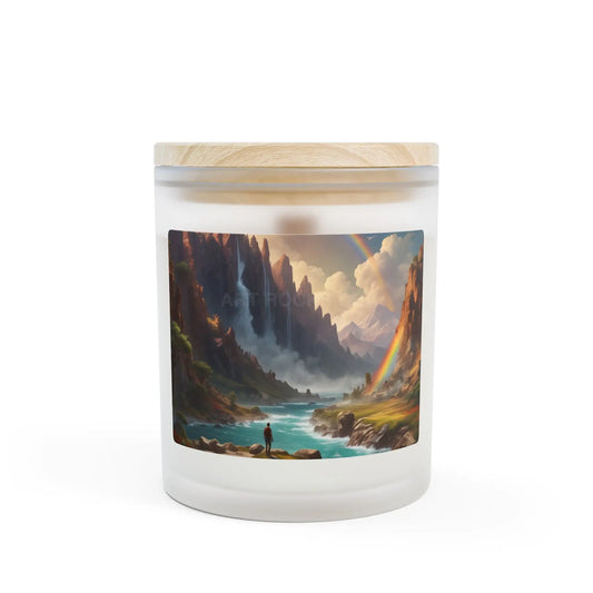 11oz Frosted Glass Candle — Scenic Rainbow Valley Landscape - Home Decor