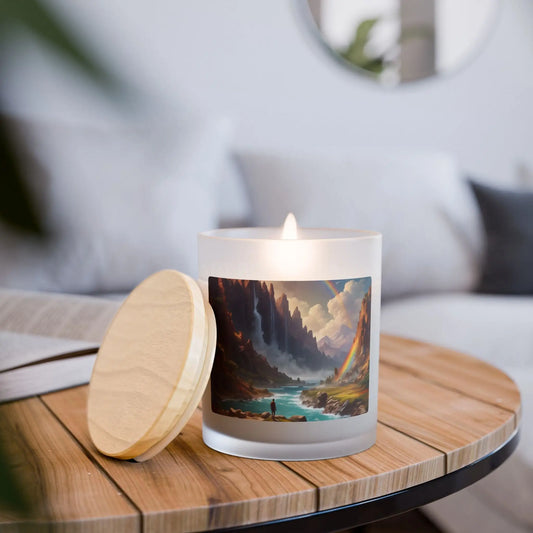11oz Frosted Glass Candle — Scenic Rainbow Valley Landscape - Vanilla / 11oz - Home Decor
