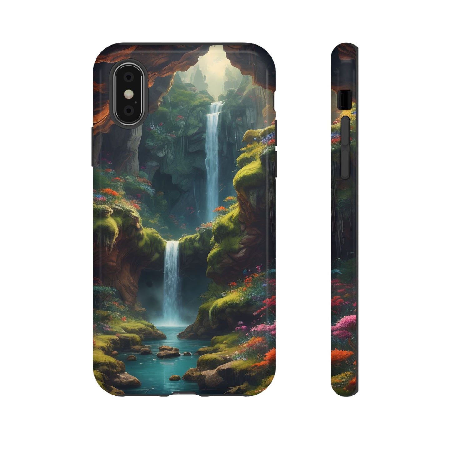 Funda de teléfono con diseño de cascada - Fundas resistentes, diseño de cascada, funda estética para teléfono, regalo para amantes de la naturaleza, protector de teléfono.