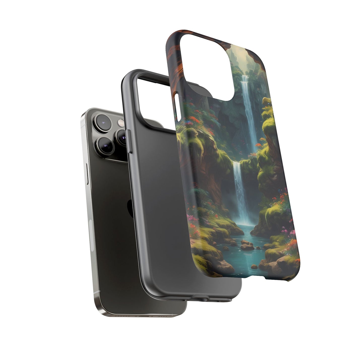 Funda de teléfono con diseño de cascada - Fundas resistentes, diseño de cascada, funda estética para teléfono, regalo para amantes de la naturaleza, protector de teléfono.