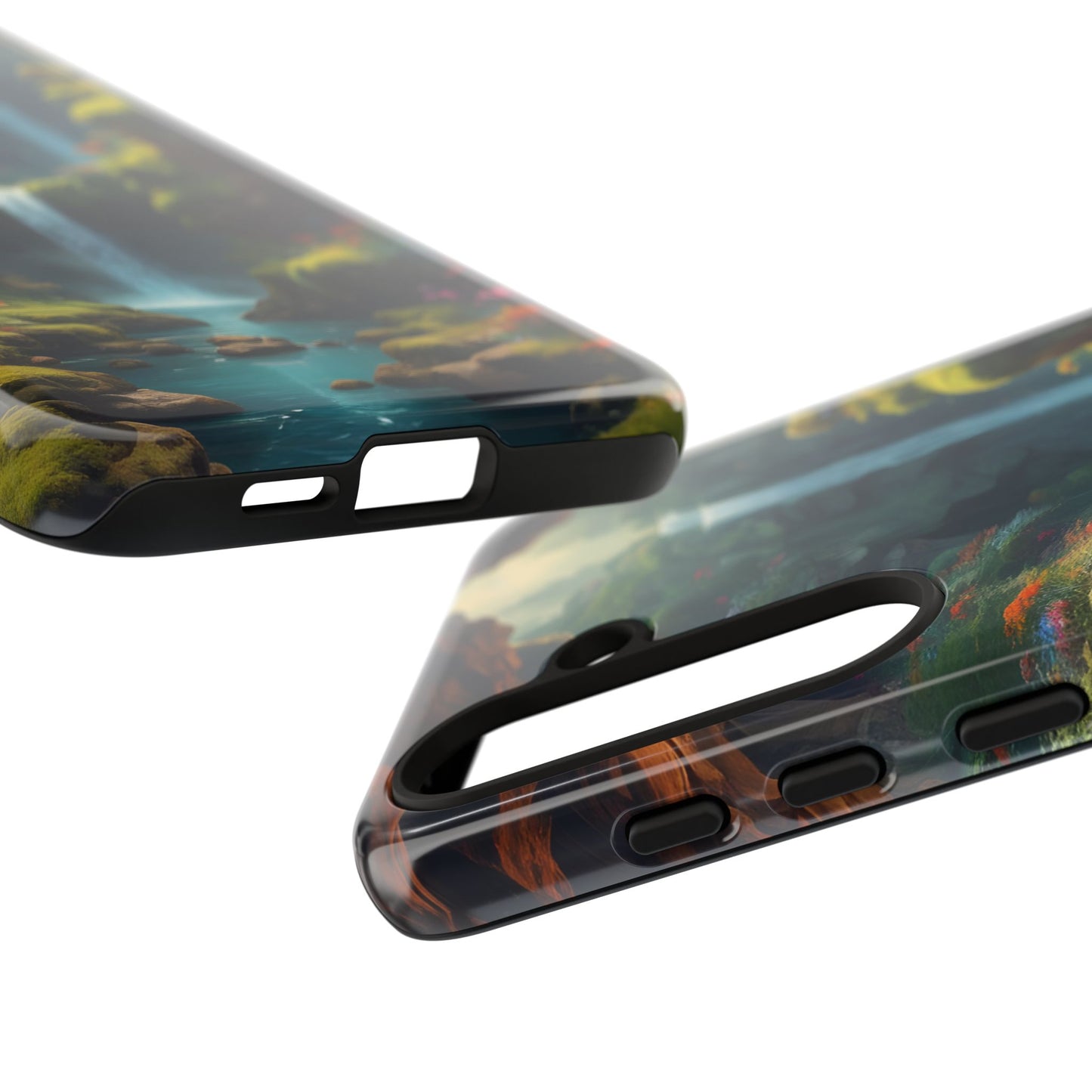 Funda de teléfono con diseño de cascada - Fundas resistentes, diseño de cascada, funda estética para teléfono, regalo para amantes de la naturaleza, protector de teléfono.