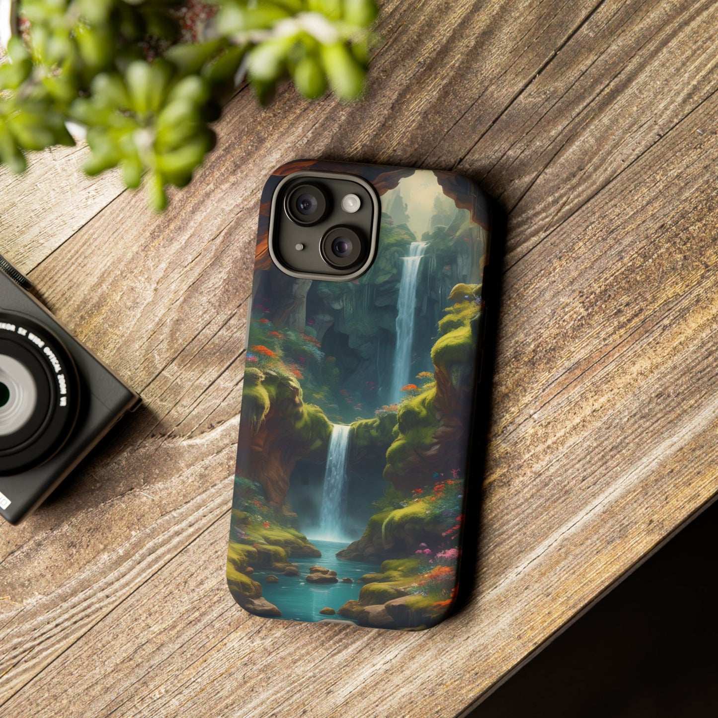 Funda de teléfono con diseño de cascada - Fundas resistentes, diseño de cascada, funda estética para teléfono, regalo para amantes de la naturaleza, protector de teléfono.