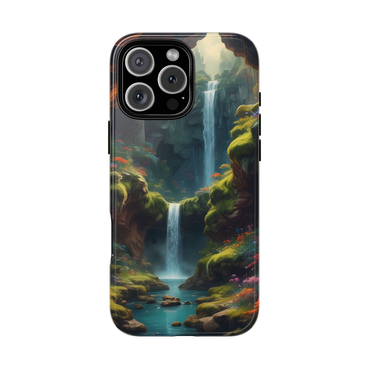 Funda de teléfono con diseño de cascada - Fundas resistentes, diseño de cascada, funda estética para teléfono, regalo para amantes de la naturaleza, protector de teléfono.