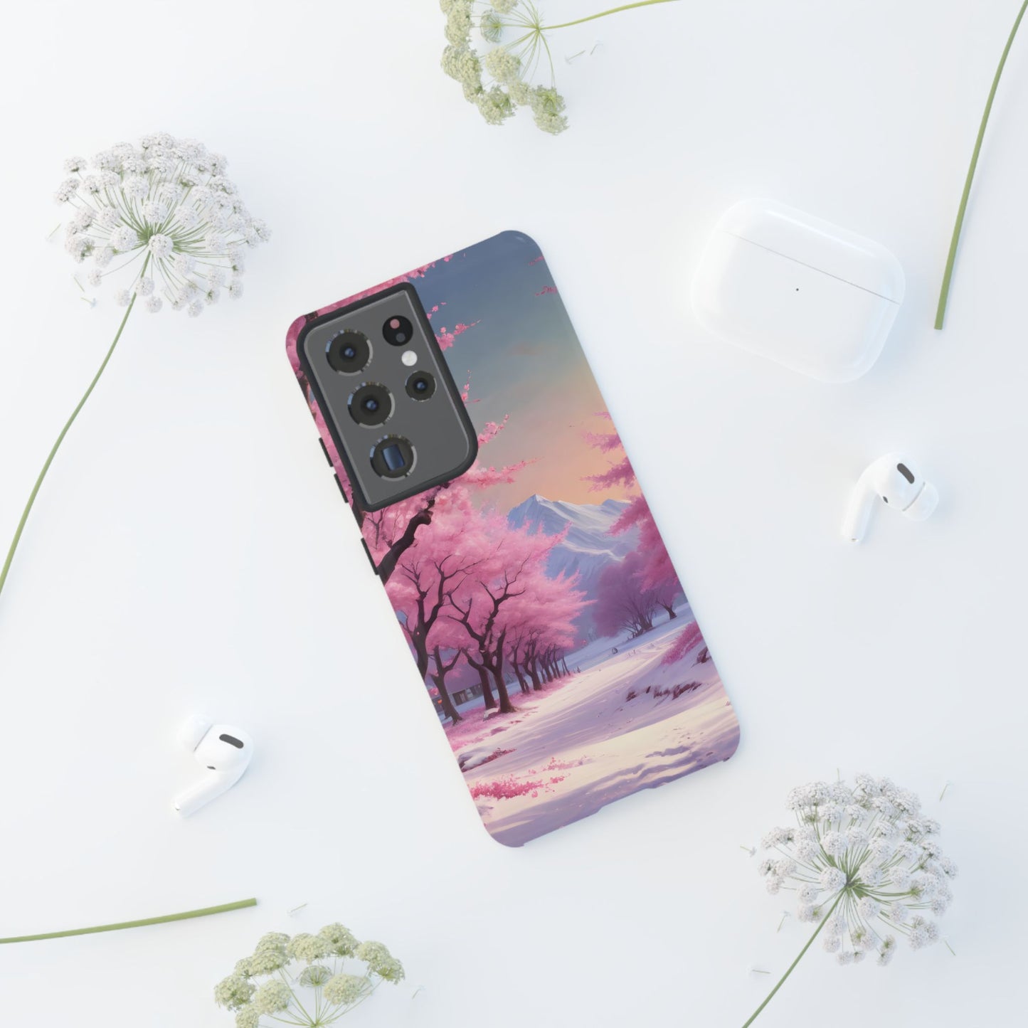 Funda para teléfono con diseño de flor de cerezo, estética primaveral, funda resistente para teléfono, diseño floral, regalo para amantes de la naturaleza, funda Sakura.