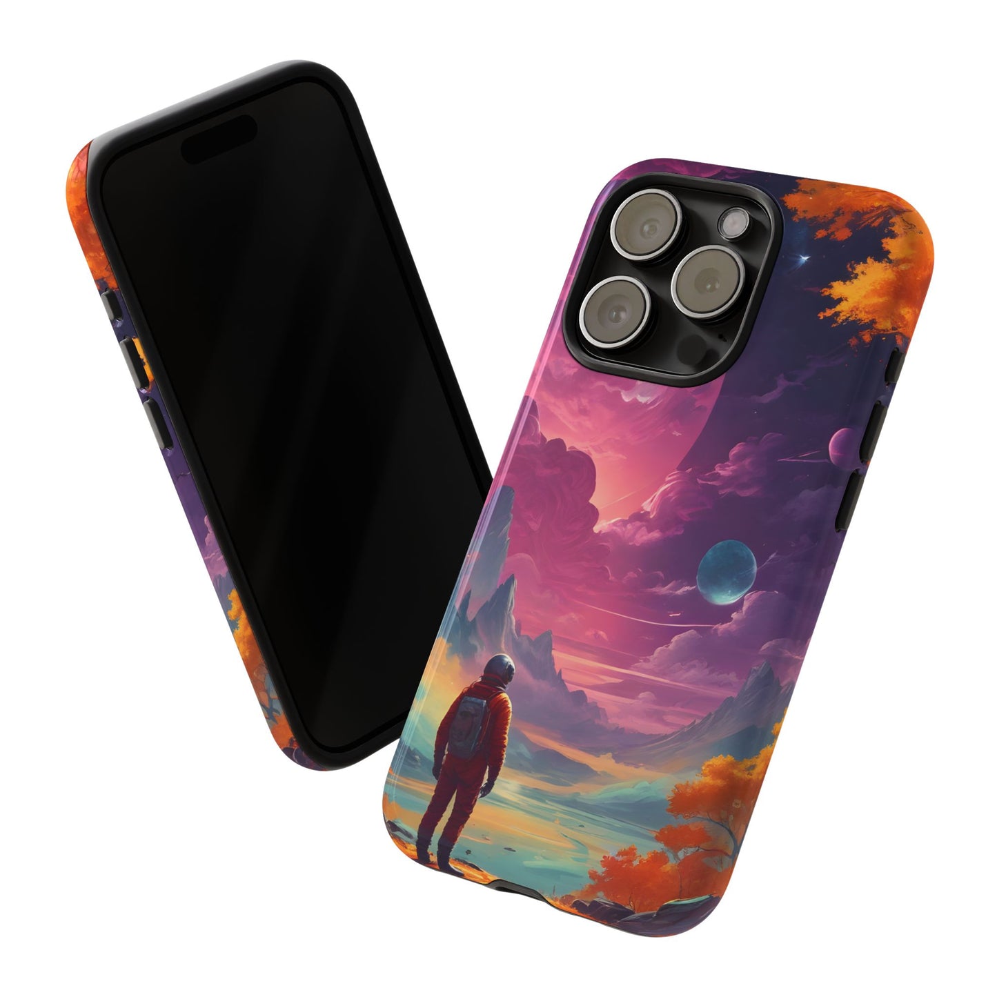 Carcasa para teléfono de astronauta psicodélico, tema espacial galaxia, fundas resistentes para hombres y mujeres, regalos únicos para amantes de la tecnología, accesorios elegantes, decoración cósmica.