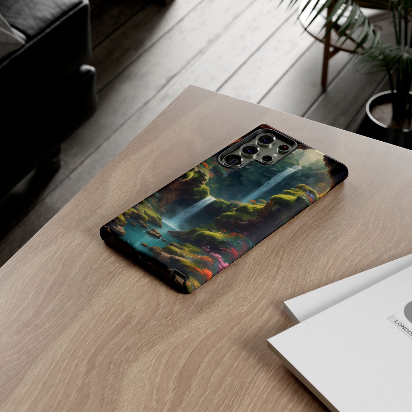 Funda de teléfono con diseño de cascada - Fundas resistentes, diseño de cascada, funda estética para teléfono, regalo para amantes de la naturaleza, protector de teléfono.