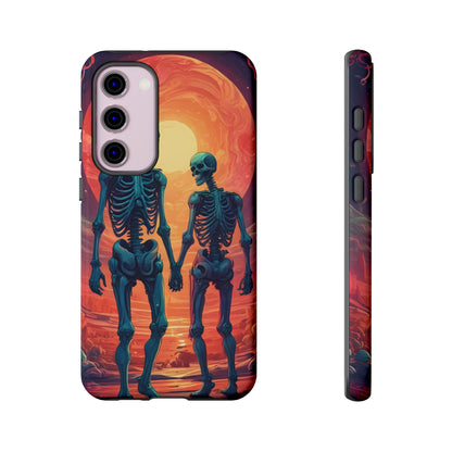Romantic Skeletons Phone Case, Tough Phone Cover, Halloween Accessory, Unique Gift, Couples Phone Case, Spooky Aesthetic