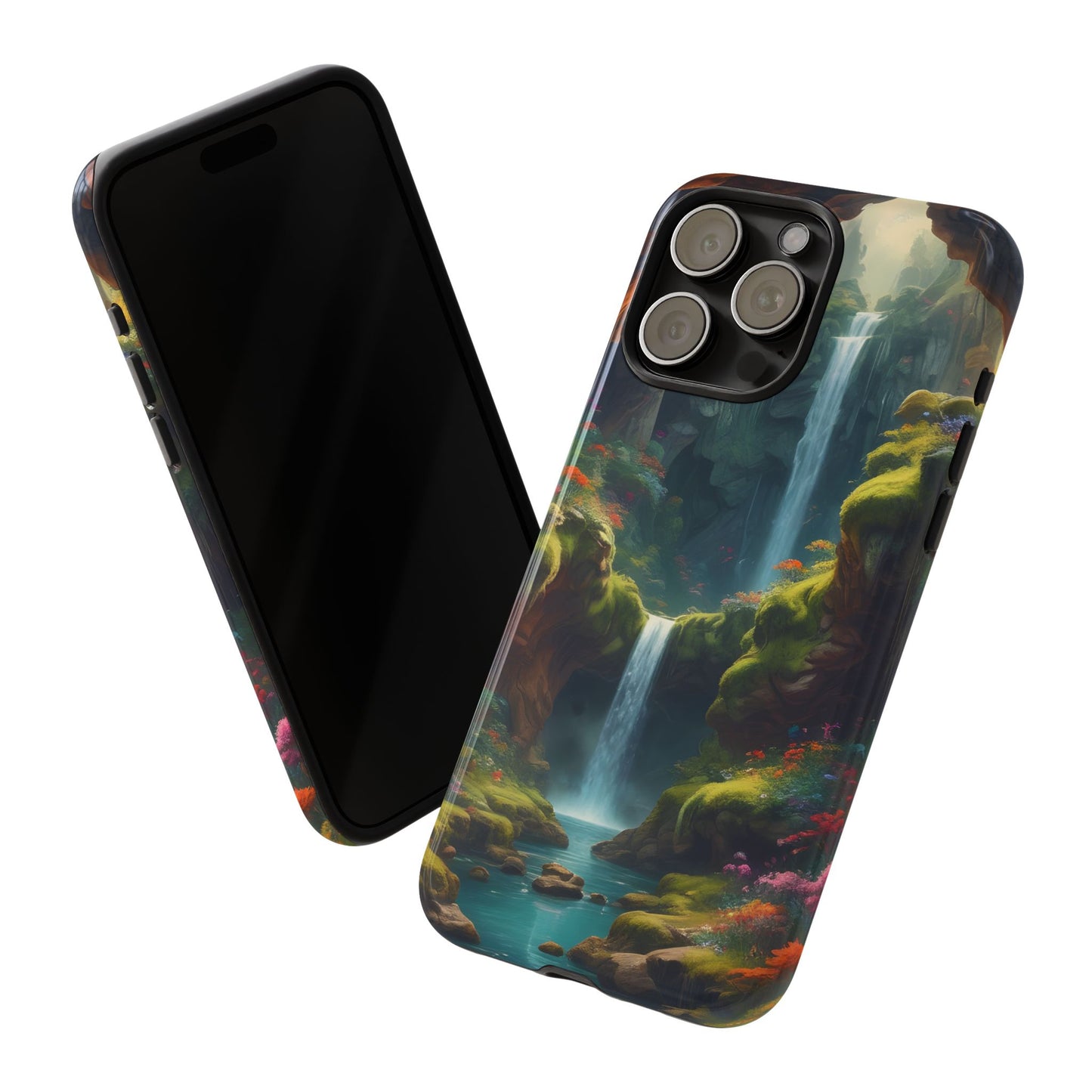 Funda de teléfono con diseño de cascada - Fundas resistentes, diseño de cascada, funda estética para teléfono, regalo para amantes de la naturaleza, protector de teléfono.