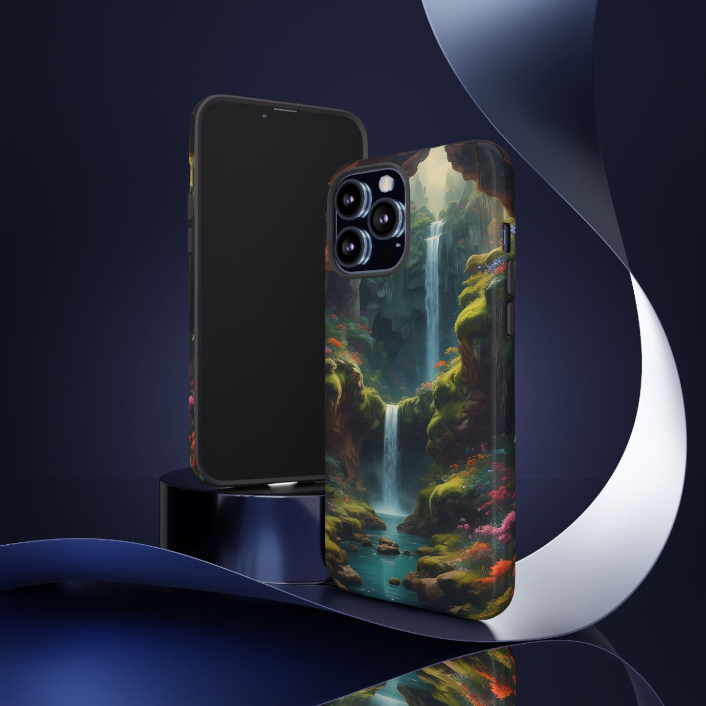 Funda de teléfono con diseño de cascada - Fundas resistentes, diseño de cascada, funda estética para teléfono, regalo para amantes de la naturaleza, protector de teléfono.
