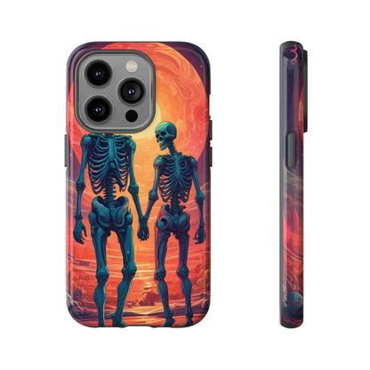 Romantic Skeletons Phone Case, Tough Phone Cover, Halloween Accessory, Unique Gift, Couples Phone Case, Spooky Aesthetic
