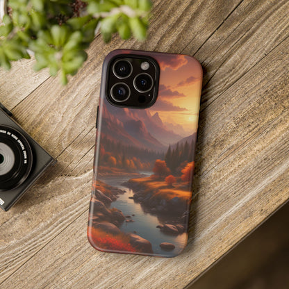 Autumn Mountain Sunset Phone Case, Nature Lover Gift, Tough Phone Cover, Outdoor Adventure Accessory, Landscape Art Case