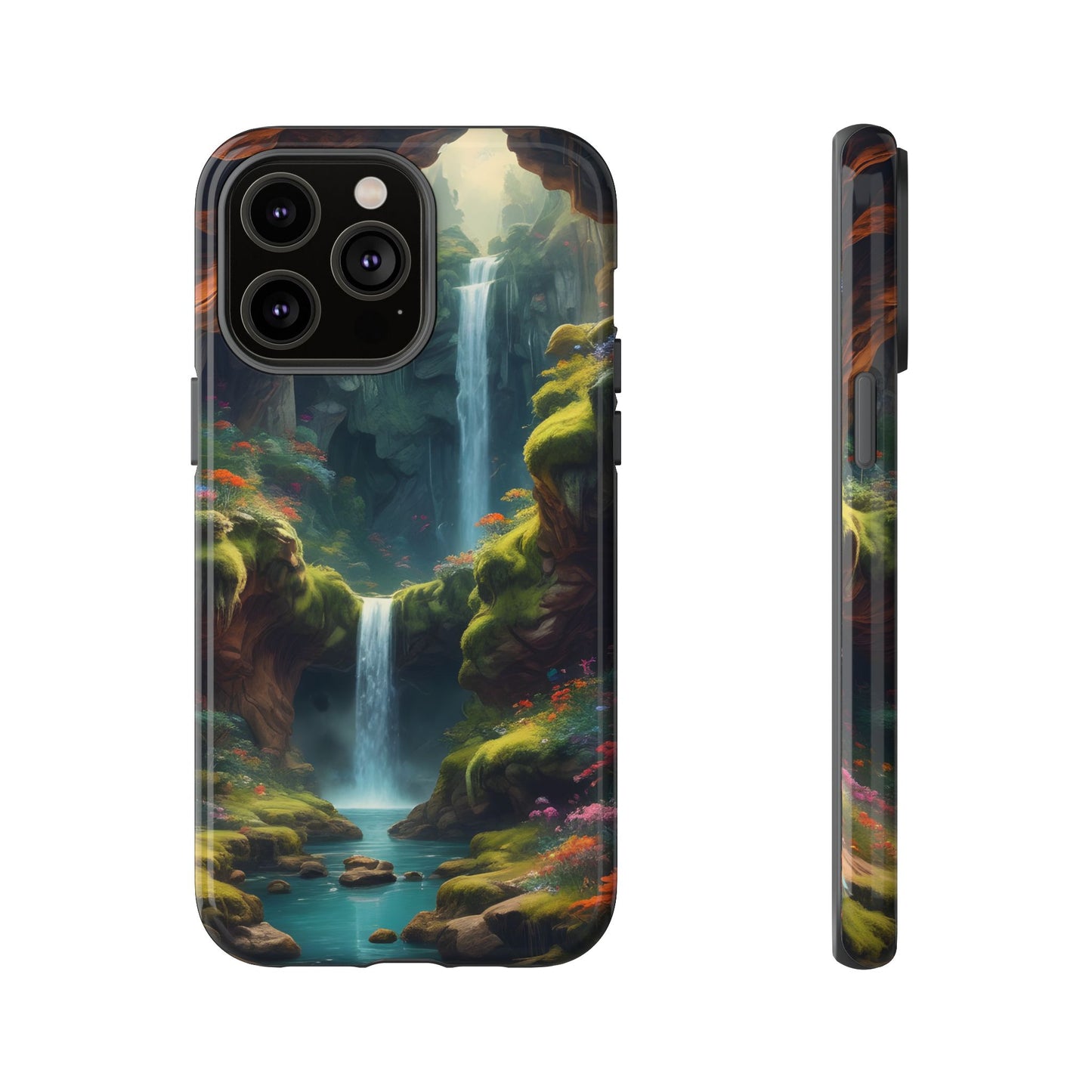 Funda de teléfono con diseño de cascada - Fundas resistentes, diseño de cascada, funda estética para teléfono, regalo para amantes de la naturaleza, protector de teléfono.