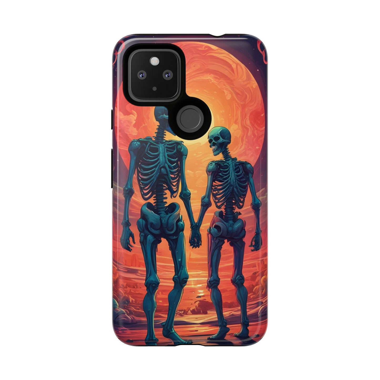 Carcasa de teléfono con esqueletos románticos, funda resistente para teléfono, accesorio de Halloween, regalo único, funda de teléfono para parejas, estética espeluznante.