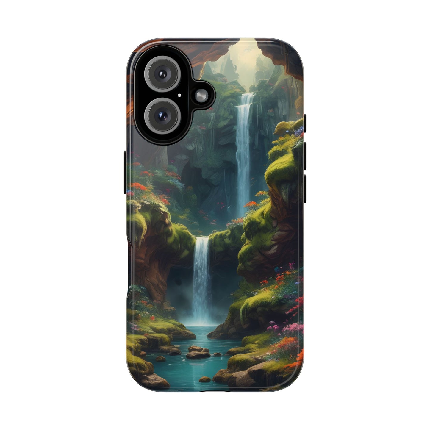Funda de teléfono con diseño de cascada - Fundas resistentes, diseño de cascada, funda estética para teléfono, regalo para amantes de la naturaleza, protector de teléfono.